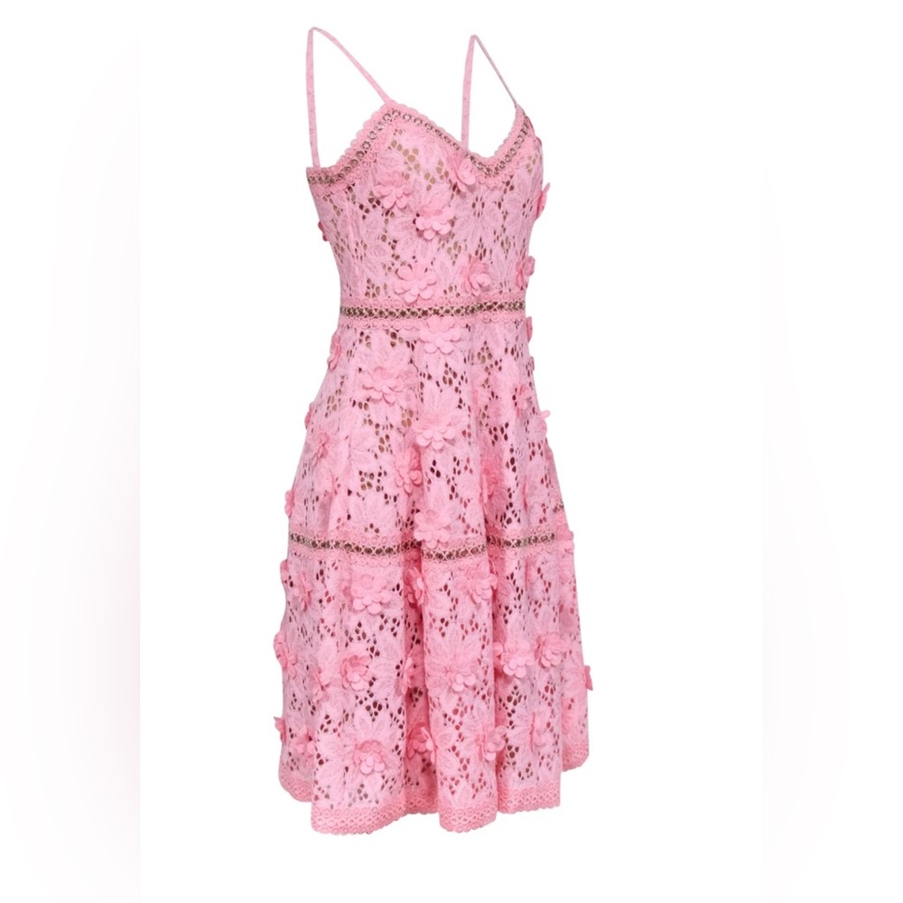 MICHAEL Michael Kors Pink Lace Floral A-Line Dress - Picture 2 of 9